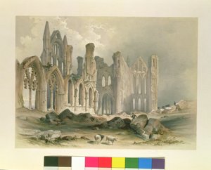 Abadia de Whitby do Nordeste, de "As Ruínas Monásticas de Yorkshire", gravada por George Hawkins (1819-1852), 1843